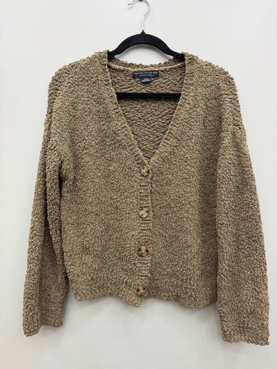 Sanctuary Sweaters - Social Standard by Sanctuary Olive Boucle Cardigan Sweater S Button Front